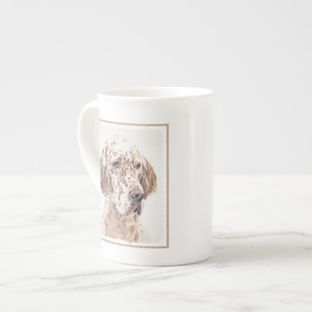 English Setter Orange Belton Painting Dog Art Bone China Mug (Front Left)