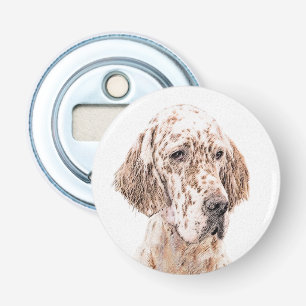 English Setter Orange Belton Painting Dog Art Bottle Opener