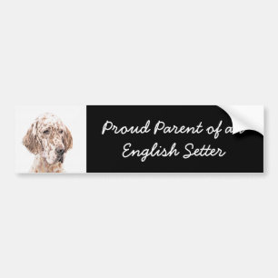 English Setter Orange Belton Painting Dog Art Bumper Sticker