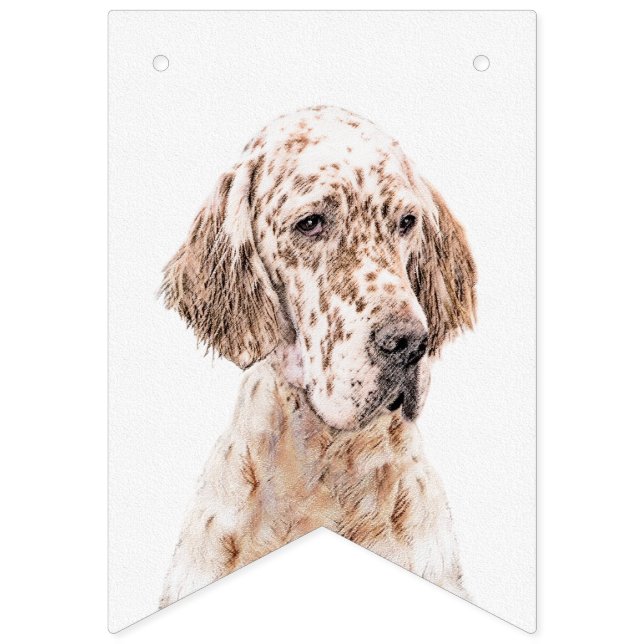 English Setter Orange Belton Painting Dog Art Bunting (First Flag)