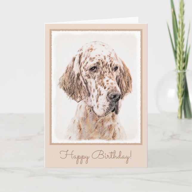 English Setter Orange Belton Painting Dog Art Card (Front)