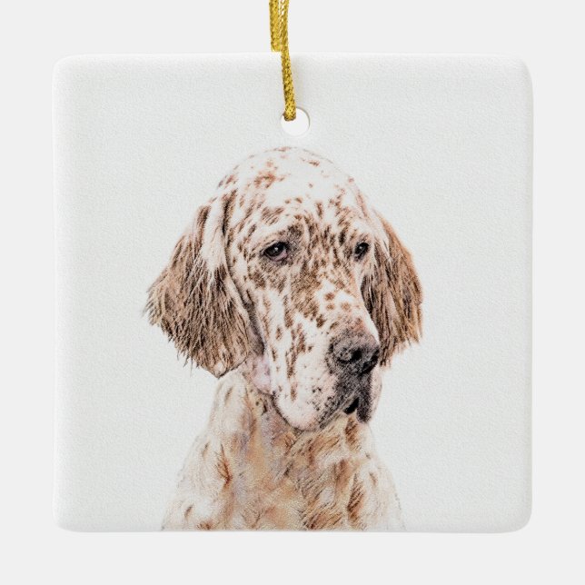 English Setter Orange Belton Painting Dog Art Ceramic Ornament (Front)