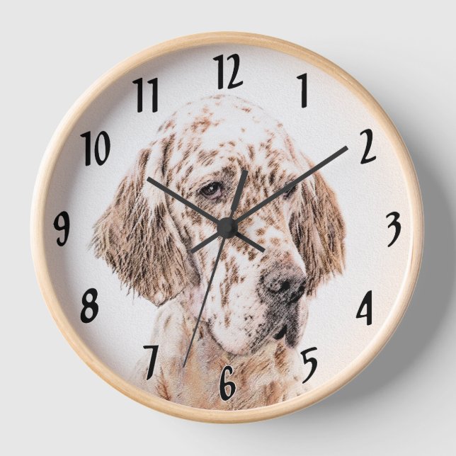 English Setter Orange Belton Painting Dog Art Clock (Front)