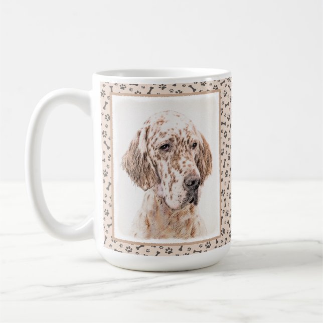 English Setter Orange Belton Painting Dog Art Coffee Mug (Left)
