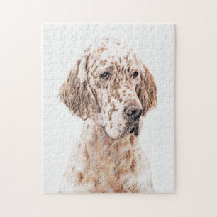 English Setter Orange Belton Painting Dog Art Jigsaw Puzzle