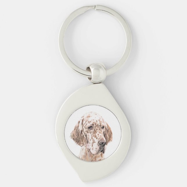 English Setter Orange Belton Painting Dog Art Key Ring (Front)