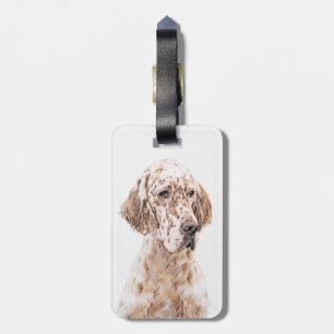 English Setter Orange Belton Painting Dog Art Luggage Tag