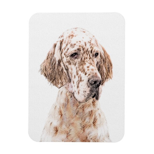 English Setter Orange Belton Painting Dog Art Magnet (Vertical)