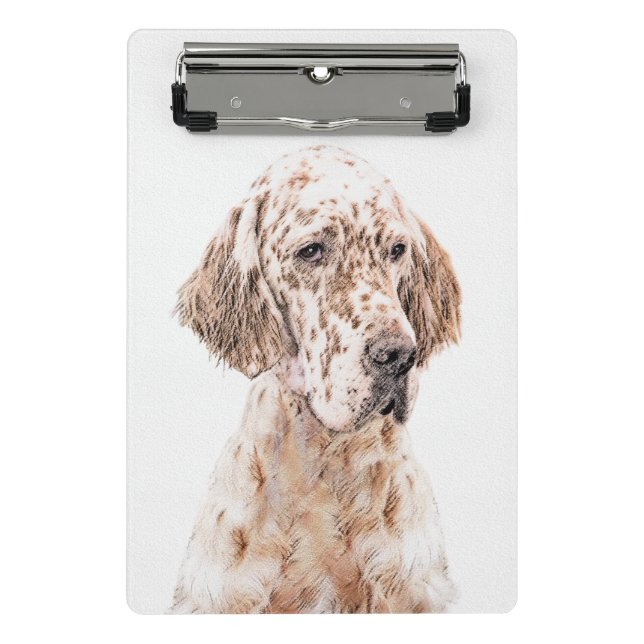 English Setter Orange Belton Painting Dog Art Mini Clipboard (Front)