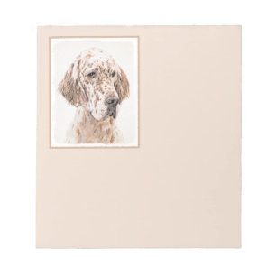 English Setter Orange Belton Painting Dog Art Notepad