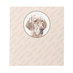 English Setter Orange Belton Painting Dog Art Notepad