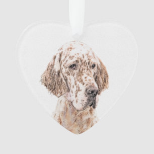 English Setter Orange Belton Painting Dog Art Ornament