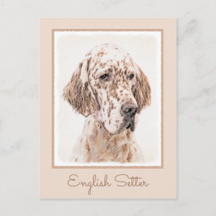 English Setter Orange Belton Painting Dog Art Postcard