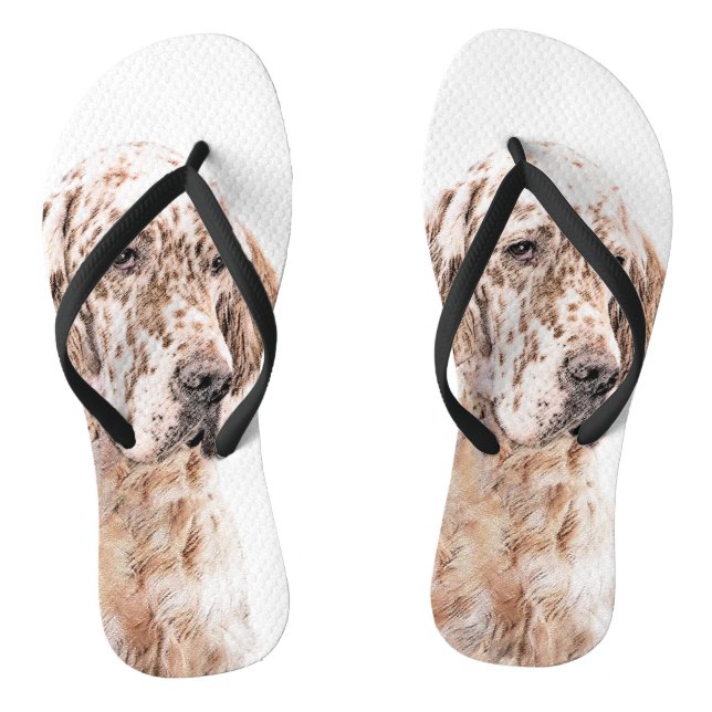 English Setter Orange Belton Painting Dog Art Thongs (Footbed)