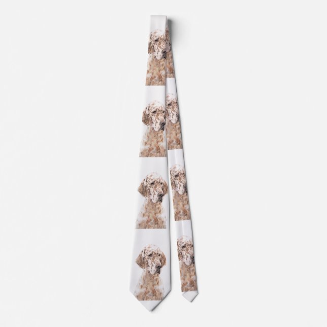 English Setter Orange Belton Painting Dog Art Tie (Front)