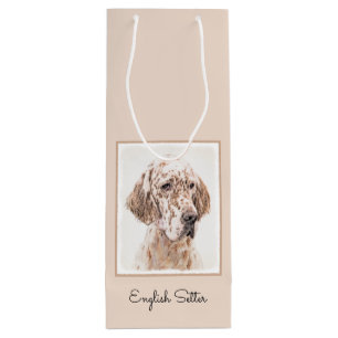 English Setter Orange Belton Painting Dog Art Wine Gift Bag
