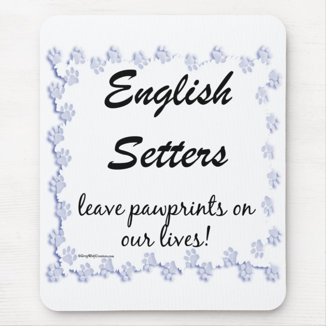 English Setter Pawprints Mouse Pad (Front)