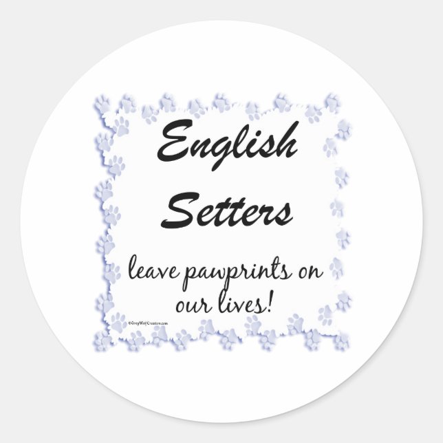 English Setter Pawprints Sticker (Front)