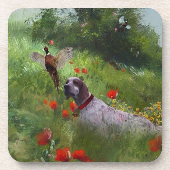 English Setter , Pheasant hunting  Coaster (Front)