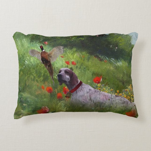 English Setter , Pheasant hunting  Decorative Cushion (Front)