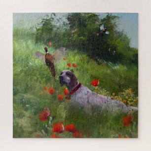 English Setter , Pheasant hunting  Jigsaw Puzzle