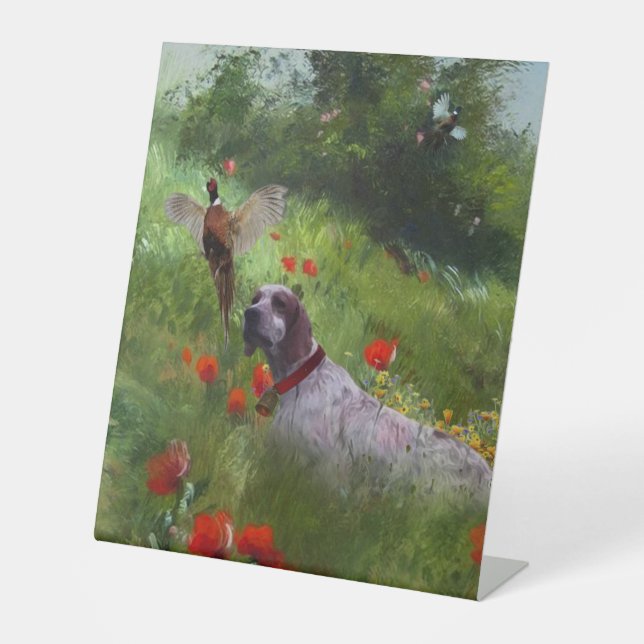 English Setter , Pheasant hunting  Pedestal Sign (Front)