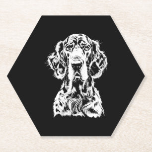 English Setter Portrait Minimalist Apparel Paper Coaster
