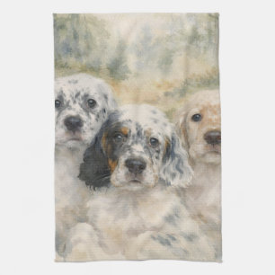 English Setter Puppies Tea Towel