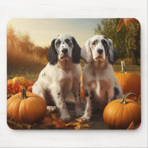 English Setter Puppy Autumn Delight Pumpkin Mouse Pad