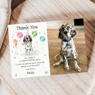 English Setter Puppy Dog Birthday Thank You Card