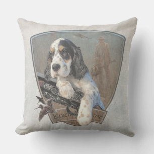 English Setter puppy with a classic shotgun  Cushion