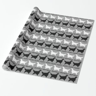 English Setter Silhouettes Pattern with Text Wrapping Paper