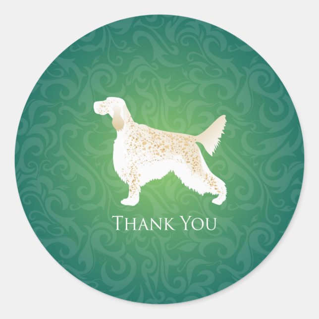 English Setter Thank You Silhouette Classic Round Sticker (Front)