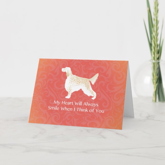 English Setter Thinking of You Pet Memorial Card (Front)