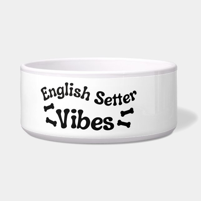 English Setter Vibes Ceramic Dog Bowl (Left)