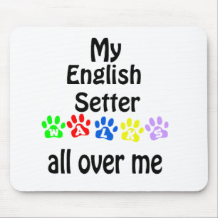 English Setter Walks Design Mouse Pad