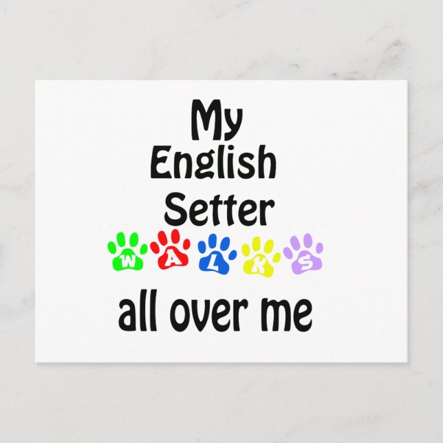 English Setter Walks Design Postcard (Front)