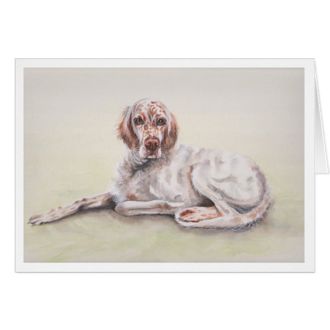 English Setter Watercolor Painting (Front Horizontal)