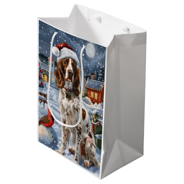 English Setter Winter Wonderland Christmas Joy Medium Gift Bag (Front Angled)