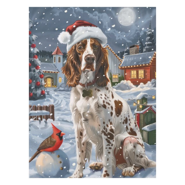 English Setter Winter Wonderland Christmas Joy Tablecloth (Front)