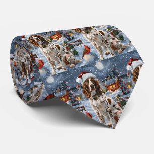 English Setter Winter Wonderland Christmas Joy Tie