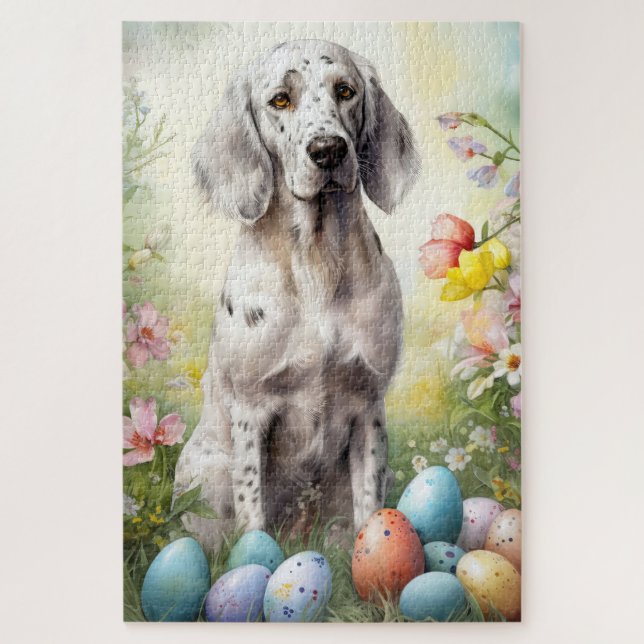 English Setter with Easter Eggs Jigsaw Puzzle (Vertical)