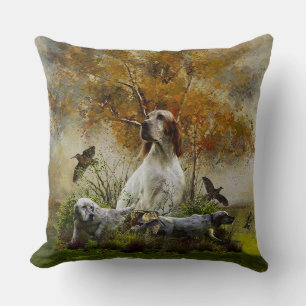 English setter with pheasants, art cushion