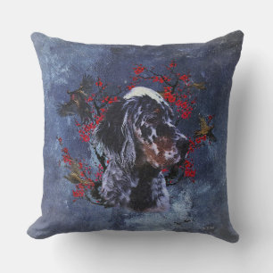 English setter with pheasants, art cushion