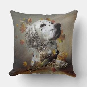 English setter with pheasants, art cushion