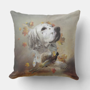 English setter with pheasants, art cushion