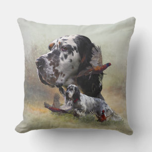 English setter with pheasants, art cushion