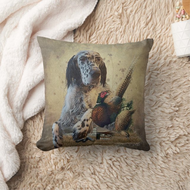 English setter with pheasants, art      cushion (Blanket)