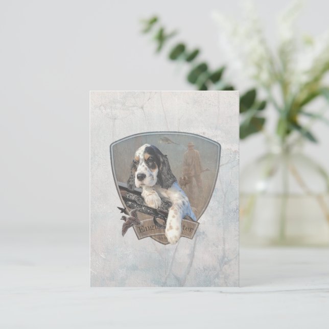 English setter with pheasants, art     postcard (Standing Front)
