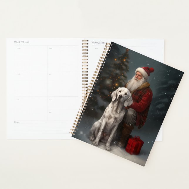 English Setter With Santa Claus Festive Christmas Planner (Display)
